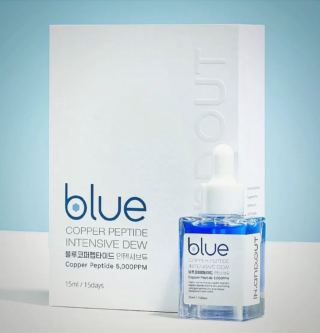blue, LIPO GLOW cosmetic paackage
